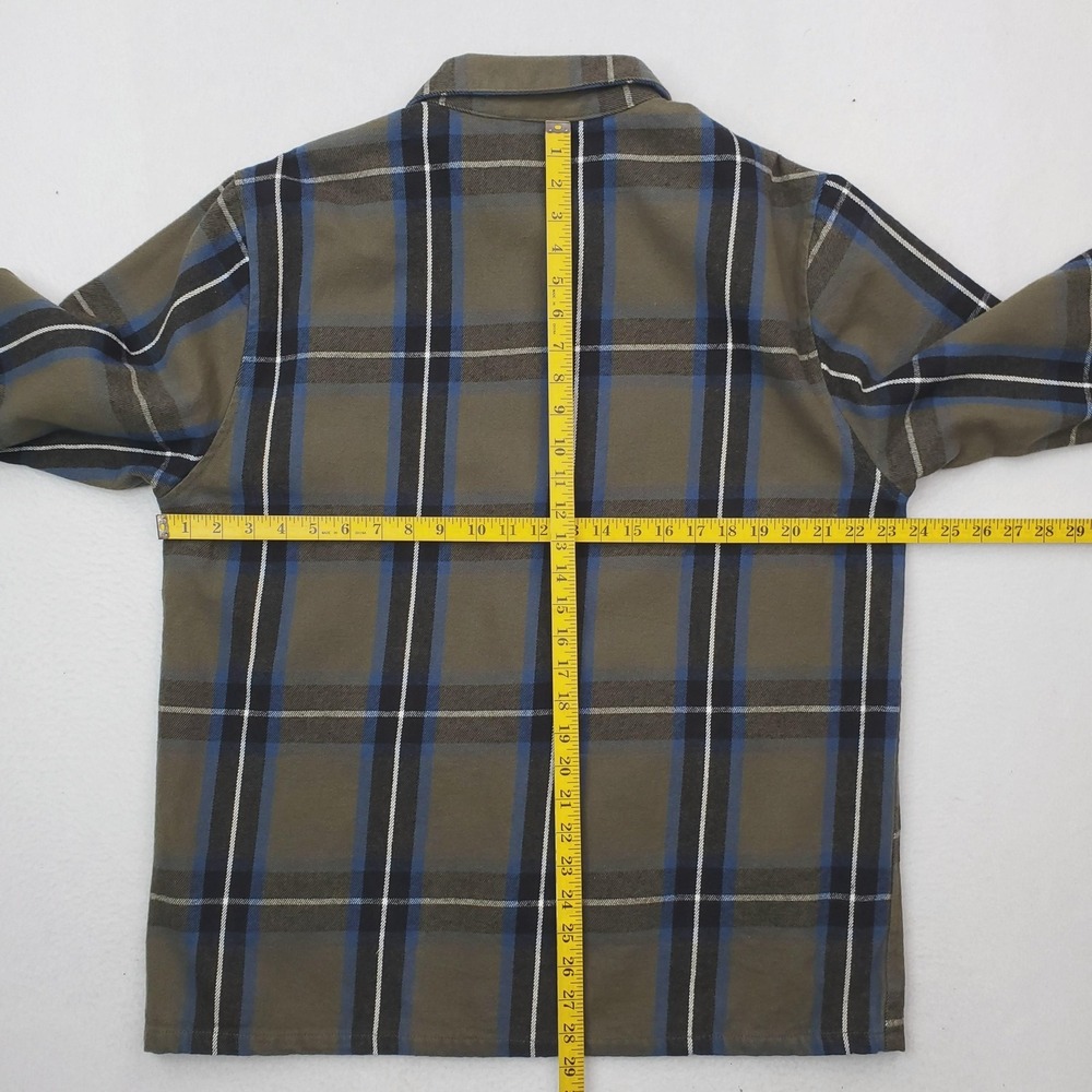 RVCA Shirt Jacket Mens Large Green Blue Plaid Lined Flannel Shacket Button Front - Picture 8 of 12